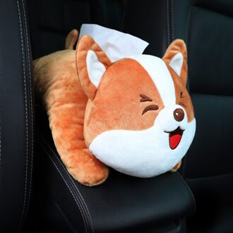Universele Auto Armsteun Doos Tissue Doos Creatieve Cartoon Leuke Tissue Box Auto Interieur Producten Auto Accessoires Playful hond