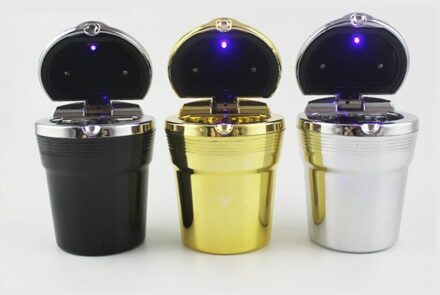 Universele Auto Asbak Met Led Verlichting Met Deksel Creatieve Persoonlijkheid Bedekt Auto Binnen De Auto Multifunctionele Auto Levert Zilver