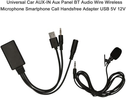 Universele Auto AUX-IN Aux Panel Bt Audio Draad Draadloze Microfoon Smartphone Call Handsfree Adapter Usb 5V 12V