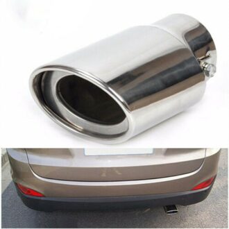 Universele Auto Chrome Rvs Rear Ronde Uitlaatpijp Staart Uitlaat Tip Keel Uitlaatsysteem