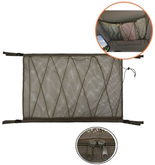 Universele Auto Dak Interieur Driver Opslag Netting Tas Met Rits Koord Kofferbak Opslag Auto Mesh Organizer alle leger groen