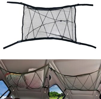 Universele Auto Dak Interieur Driver Opslag Netting Tas Met Rits Koord Kofferbak Opslag Auto Mesh Organizer alle zwart drawstring