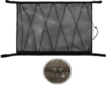 Universele Auto Dak Interieur Driver Opslag Netting Tas Met Rits Koord Kofferbak Opslag Auto Mesh Organizer alle zwart
