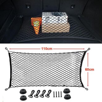 Universele Auto Kofferbak Boot Organizer Pocket Cargo Auto Netto Mesh Elastische Bagage Opslag W/4 Haken 110X60
