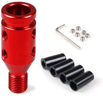 Universele Auto Manual Pookknop Adapter M12x1.25 Aluminium Schroefdraad Shifter 781B rood