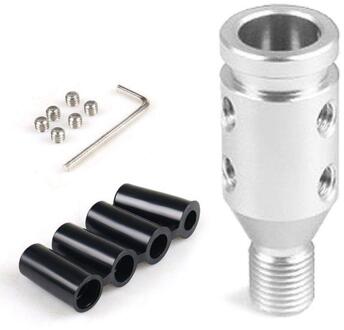 Universele Auto Manual Pookknop Adapter M12x1.25 Aluminium Schroefdraad Shifter 781B zilver