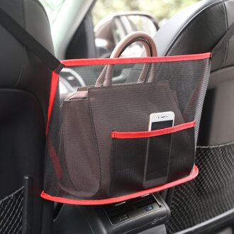 Universele Auto Netto Pocket Seat Back Mesh Organizer Handtas Multifunctionele Autostoel Opslag Netto Zak Diversen Pouch Telefoon Document Rood