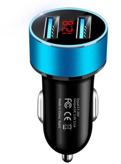 Universele Auto Voertuig 3.1A Dual Usb Mobiele Telefoon Snel Opladen Lader Blauw