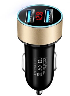 Universele Auto Voertuig 3.1A Dual Usb Mobiele Telefoon Snel Opladen Lader gouden