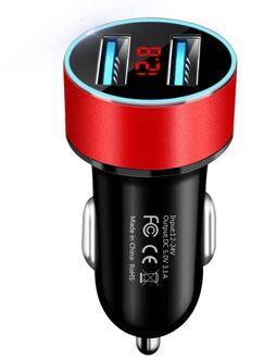 Universele Auto Voertuig 3.1A Dual Usb Mobiele Telefoon Snel Opladen Lader Rood