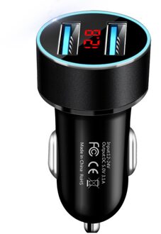Universele Auto Voertuig 3.1A Dual Usb Mobiele Telefoon Snel Opladen Lader zwart