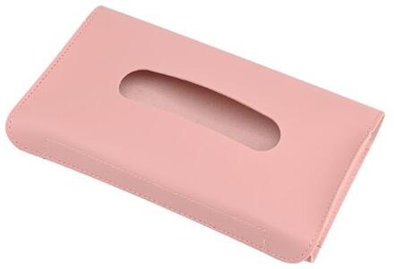 Universele Auto Zonneklep Zwarte Kleur Armsteun Rugleuning Lederen Tissue Box Cover Papieren Car Seat Terug Thuis Servet Houder case Roze