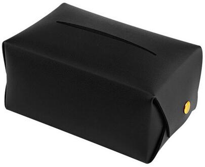 Universele Auto Zwarte Kleur Armsteun Rugleuning Lederen Tissue Box Cover Papieren Car Seat Terug Thuis Servet Houder Case