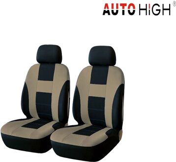 Universele Autohigh Autostoel Cover, Beschermhoes Voor Voorstoel, Hoge Stijl Voor Auto 'S, Comfortabel En Ademend Beige 2 stukken