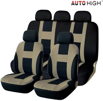 Universele Autohigh Autostoel Cover, Beschermhoes Voor Voorstoel, Hoge Stijl Voor Auto 'S, Comfortabel En Ademend Beige Full reeks