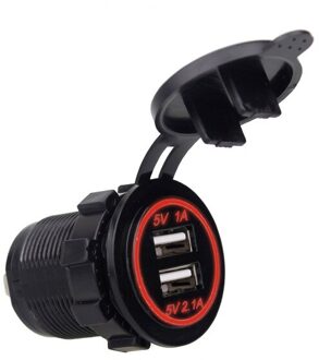 Universele Autolader USB Voertuig DC12V-32V Waterdichte Dual USB Charger 2 Port Power Socket 5V 2.1A/ 1A chager blauw licht