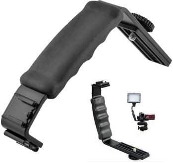 Universele Camera Grip L Beugel met 2 Standaard Side Flitsschoen Mount Video Light Flash DSLR Houder Camcorder