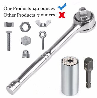 Universele Dopsleutel Set 1-3/4 ", auto/Auto Handgereedschap Reparatie Kit Met Power Boor Adapter Chroomvanadiumstaal Lichtgewicht