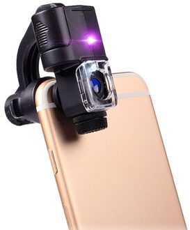 Universele Draagbare 90X LED Licht Lichtbron Identificatie Vergrootglas UV Licht Loupe Pocket Clip Microscoop voor Smart Telefoon