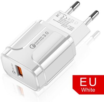 Universele Eu Charger 5V 3A Snelle Lading Qc 3.0 Travel Charger Voor Iphone Xs Max Xr Huawei P30 P20 pro Samsung Telefoon Tabletten wit EU lader