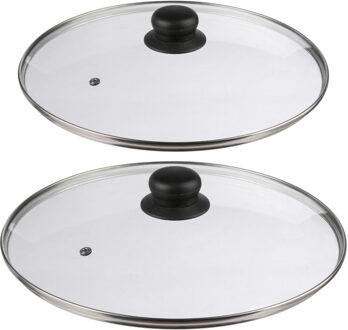 Universele glazen pannendeksels - set van 2x stuks - Dia 24-30 cm