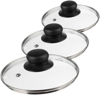 Universele glazen pannendeksels - set van 3x stuks - Dia 24-28-30 cm