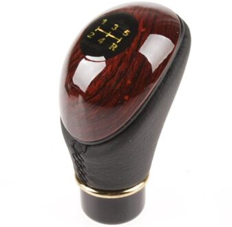 Universele Houten Pu Lederen Auto Auto Pookknop Auto Manual Pookknop Stick Carbon Fiber Stijl Shifter Lever zwart