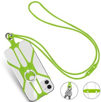 Universele Lanyard Voor Iphone Xiaomi Siliconen Sport Telefoon Strap Mobiele Telefoon Lanyards Ring Houder Case Hals Opknoping Touw Sling groen