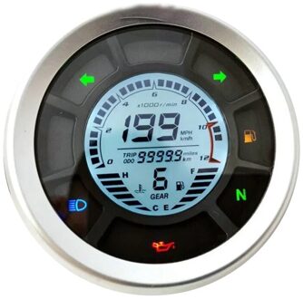 Universele Lcd Digitale Snelheidsmeter Kilometerteller Toerenteller Cilinders Gear Kilometerteller Toerenteller Trip Meter Voor Yamaha Kawasaki