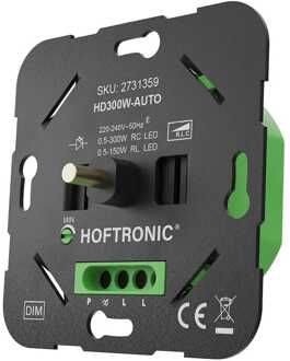 Universele LED draaidimmer - 0.5-300W - Autodetect fase-aan- en afsnijding - Wisselschakeling - Instelbare dimbaarheid Zwart