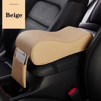 Universele Lederen Auto Centrale Armsteun Auto Middenconsole Arm Rest Zetel Doos Mat Kussen Kussensloop Voertuig Auto Styling beige