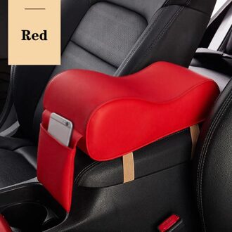 Universele Lederen Auto Centrale Armsteun Auto Middenconsole Arm Rest Zetel Doos Mat Kussen Kussensloop Voertuig Auto Styling rood