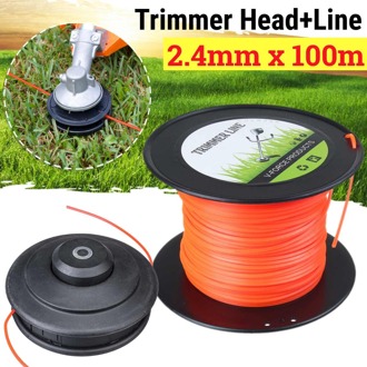 Universele M10 Aluminium Nylon Borstel Maaier Bump Spool Gras Trimmer 2 Lijnen Cutter Hoofd Draad Line String Saw Gras Borstel maaier met 2.4mm x 100M