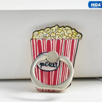 Universele Metalen Vinger Ring Mobiele Telefoon Houder Stand Grappige Chips Koffie Hamburgers Patroon Telefoon Ring H04