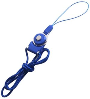 Universele Mobiele Telefoon Bandjes Afneembare Roterende Gesp Gevlochten Lange Telefoon Geval Lanyard Riem Vinger Houder Hals Opknoping Touw donker blauw