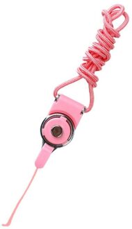 Universele Mobiele Telefoon Bandjes Afneembare Roterende Gesp Gevlochten Lange Telefoon Geval Lanyard Riem Vinger Houder Hals Opknoping Touw Roze