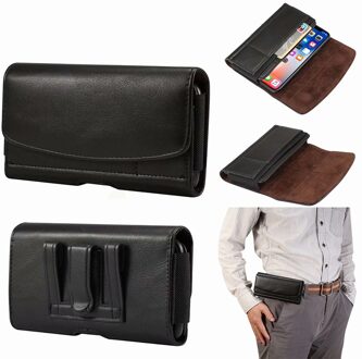 Universele Mobiele Telefoon Holster Case voor iPhone Samsung Premium Leather Pouch Case Met Riem Clip En Kaarthouder A2 For 4.8-5.2 duim
