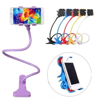 Universele Mobiele Telefoon Houder Flexibele Lange Arm Luie Telefoon Houder Klem Bed Tablet Car Mount Bracket Voor Telefoon Flexibele Rack arm paars