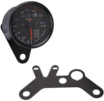 Universele Motorcycle Cafe Racer Snelheidsmeter Kilometerteller Gauge 0-160Km/U Instrument Met Led Indicator met haakje-B