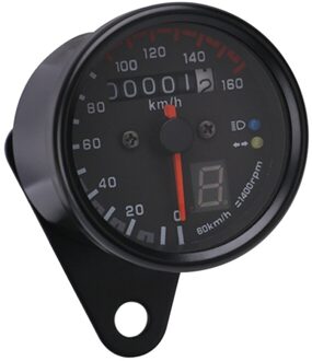 Universele Motorcycle Cafe Racer Snelheidsmeter Kilometerteller Gauge 0-160Km/U Instrument Met Led Indicator zonder haakje