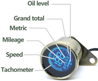 Universele Motorfiets Digitale Motorfiets Snelheidsmeter Retro Lcd Kilometerstand Cafe Racer Toerenteller Indicator Scooter Atv Meter