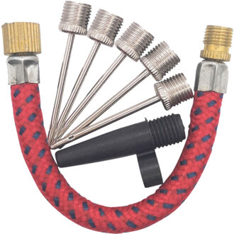 Universele opblaas naalden - met verloopnippel, flexibele slang en opzetstuk - ballen/luchtbed/fiets