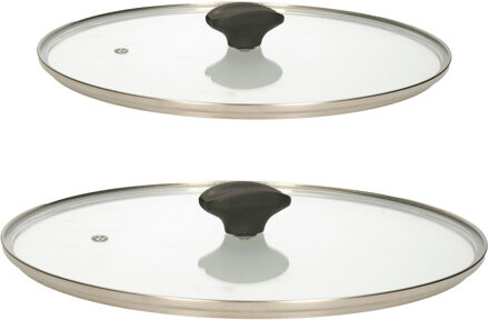 Universele pannendeksels - set 2x st - glas - voor pannen dia 24 en 29,5 cm