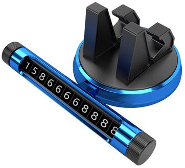 Universele Parkeer Plaat Draaibare Bracket Auto Gprs Stand Diy Nummer Kaart Intrekbare Dashboard Mobiele Telefoon Houder Blauw