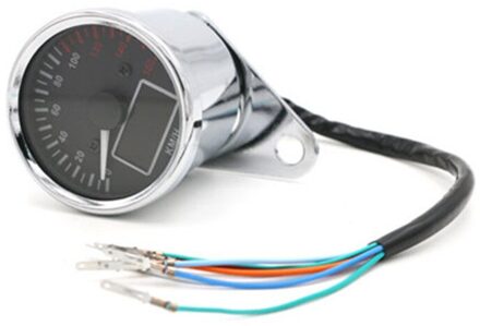 Universele Retro Lcd Snelheidsmeter Kilometerteller Toerenteller Multifunctionele Brandstofmeter Atv Cruiser Chopper Cafe Racer Oude School Bobber chroom