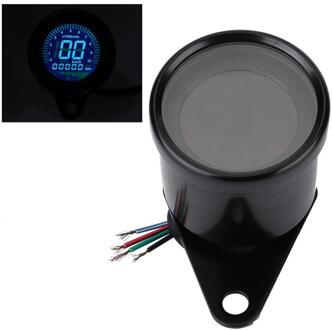 Universele Retro Motorfiets Digitale Snelheidsmeter Led Lcd 160 Km/h Toerenteller Gauge Olie Niveau Meter Met Back Light Clear Lens zwart