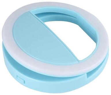 Universele Selfie LED Ring Flash Light Draagbare Mobiele Telefoon LEDS Selfie Lamp Lichtgevende Ring Clip Voor Mobiele Telefoon Smartphone blauw