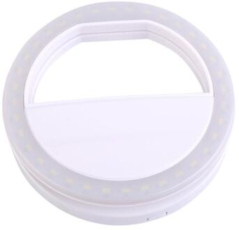 Universele Selfie LED Ring Flash Light Draagbare Mobiele Telefoon LEDS Selfie Lamp Lichtgevende Ring Clip Voor Mobiele Telefoon Smartphone wit