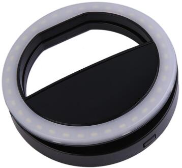 Universele Selfie LED Ring Flash Light Draagbare Mobiele Telefoon LEDS Selfie Lamp Lichtgevende Ring Clip Voor Mobiele Telefoon Smartphone zwart