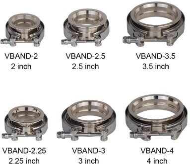 Universele SS304 2 2.25 2.5 3 3.5 4 V-Band Klem 3 Inch V-Band 4 Inch Uitlaat flens 76Mm Turbo Uitlaat Vband V Klemmen Kits 3.5 duim